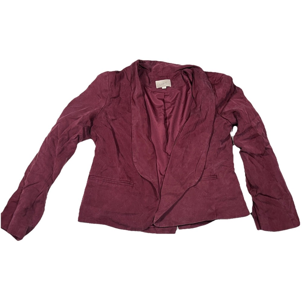 Ann Taylor Loft Womens Blazer Size M/L Open‎ Front Lined Business Burgandy
